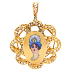 Edwardianischer Diamant mit Rosenschliff 18k Gelbgold Anhänger