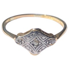 Edwardian Rose Cut Diamond and 18 Carat Gold Panel Ring