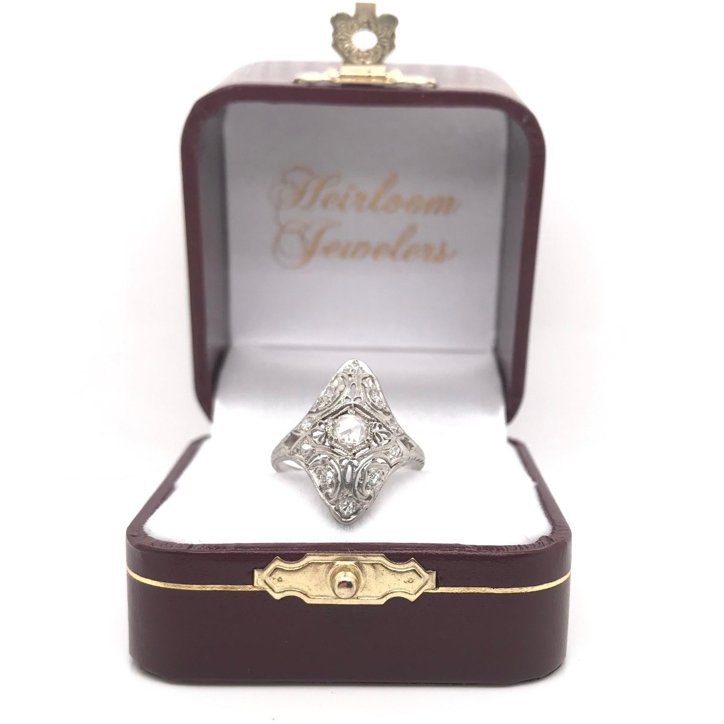 Edwardian Rose Cut Diamond Filigree Ring For Sale 10