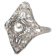 Antique Edwardian Rose Cut Diamond Filigree Ring