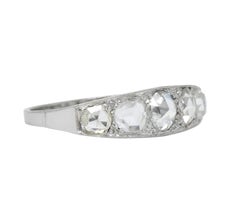 Edwardian 0.55 Carat Rose Cut Diamond Platinum Five Stone Band Ring