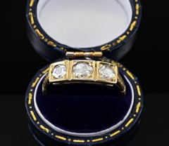 Edwardian Rose Cut Diamond Trilogy Gent Ring 18 Kt