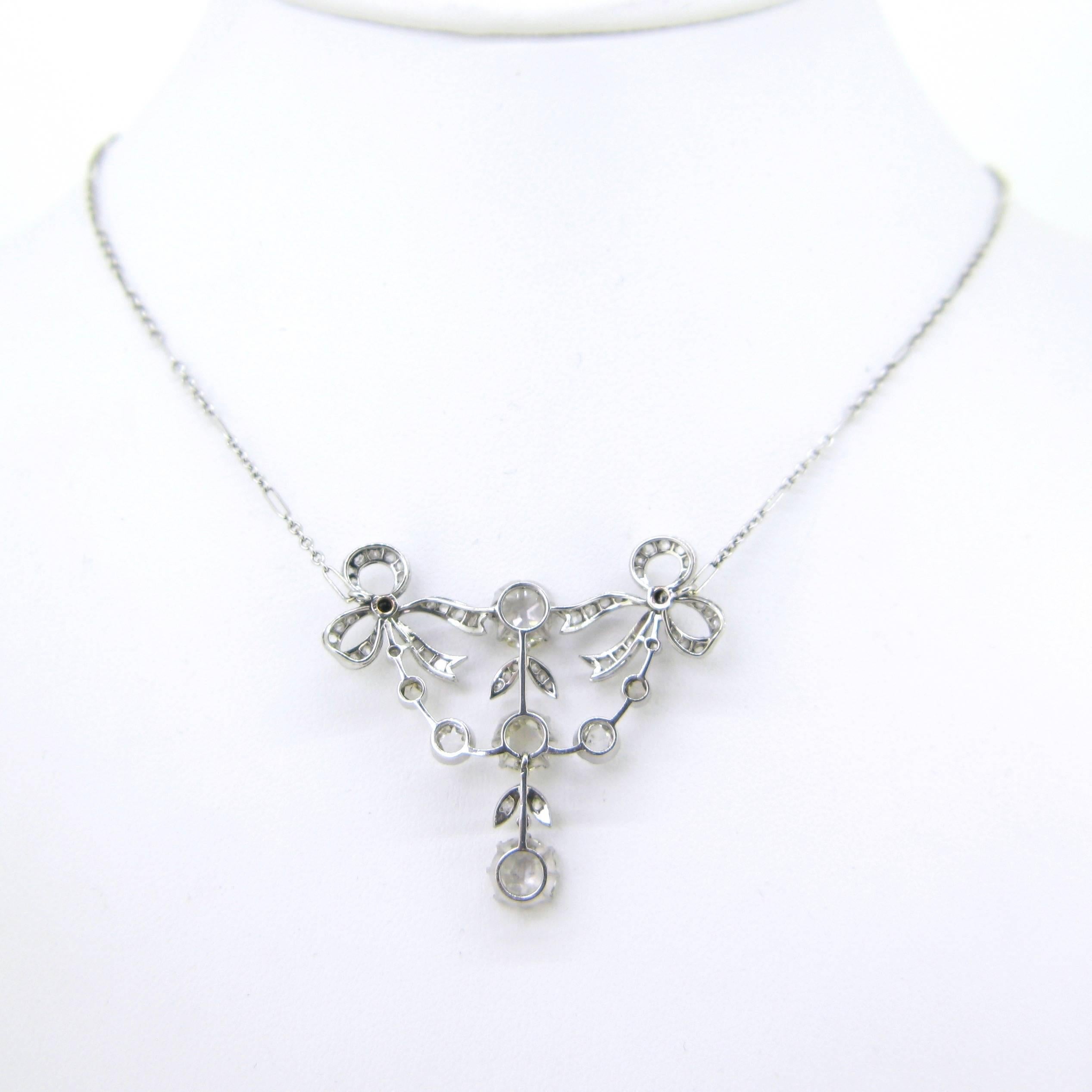 Women's or Men's Edwardian Belle Epoque Rose Cut Diamonds Pendant Necklace