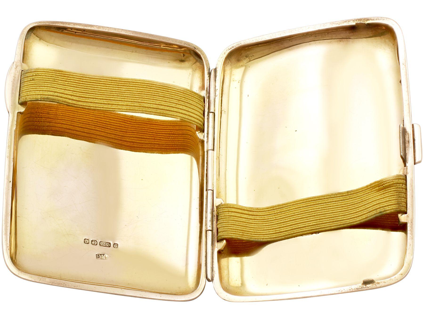 Antique Edwardian 9K Rose Gold and Enamel Cigarette Case For Sale 3