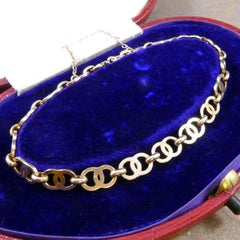 Edwardian Rose Gold Bracelet, Double Circle Interlocking Links