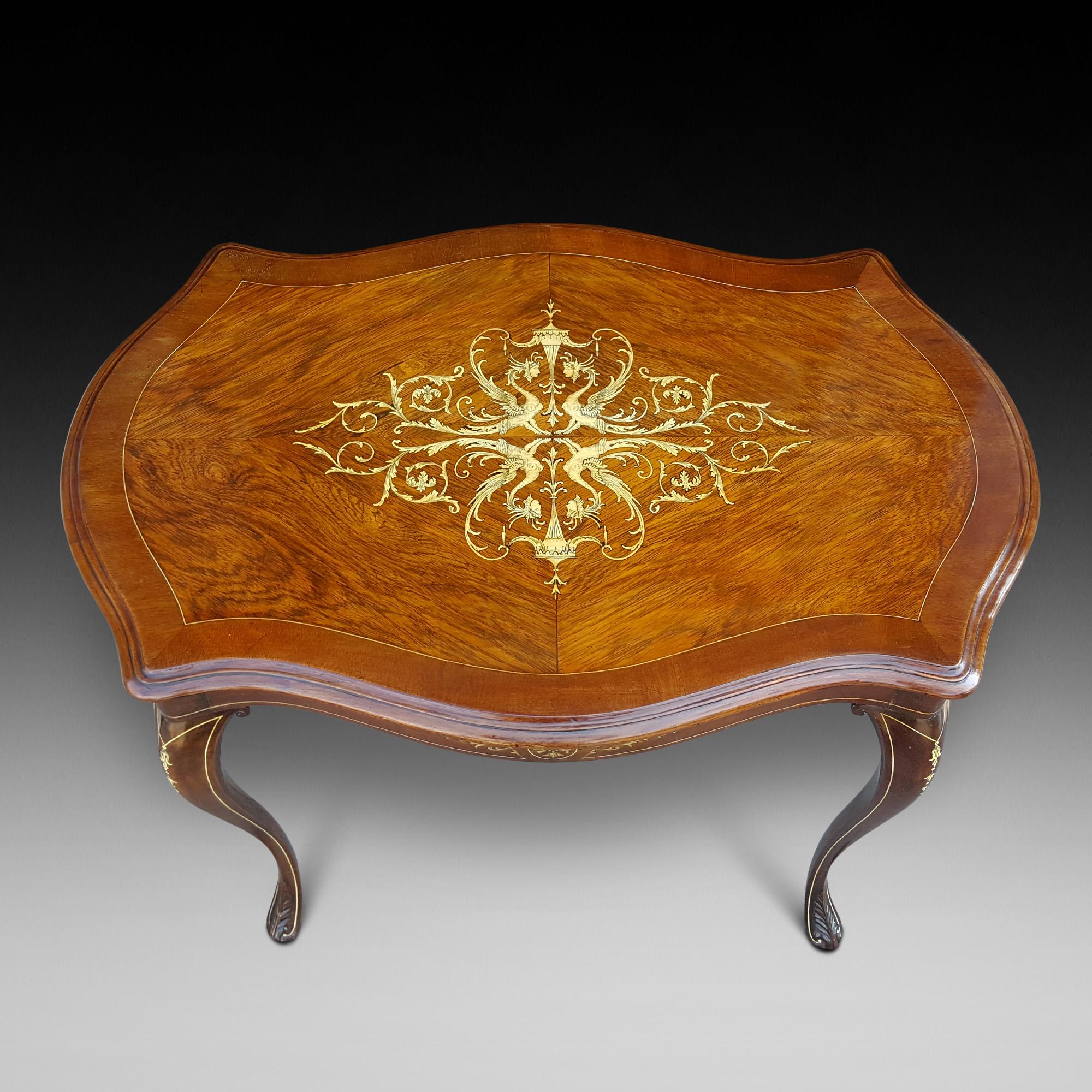 English Edwardian Rosewood and Bone Inlaid Occasional Table