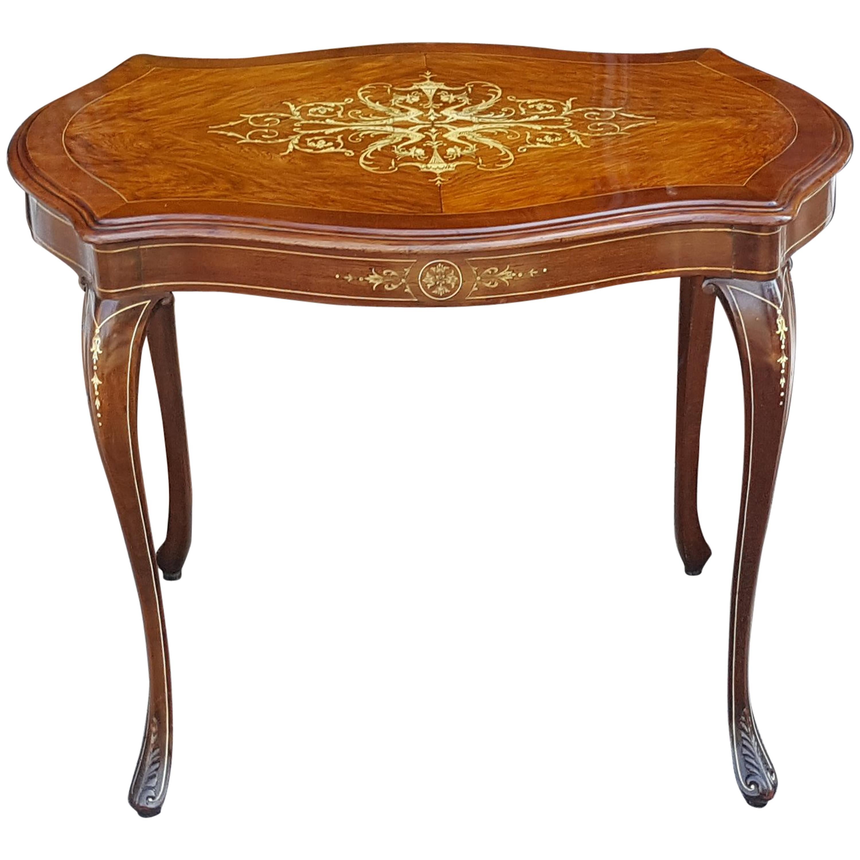 Edwardian Rosewood and Bone Inlaid Occasional Table