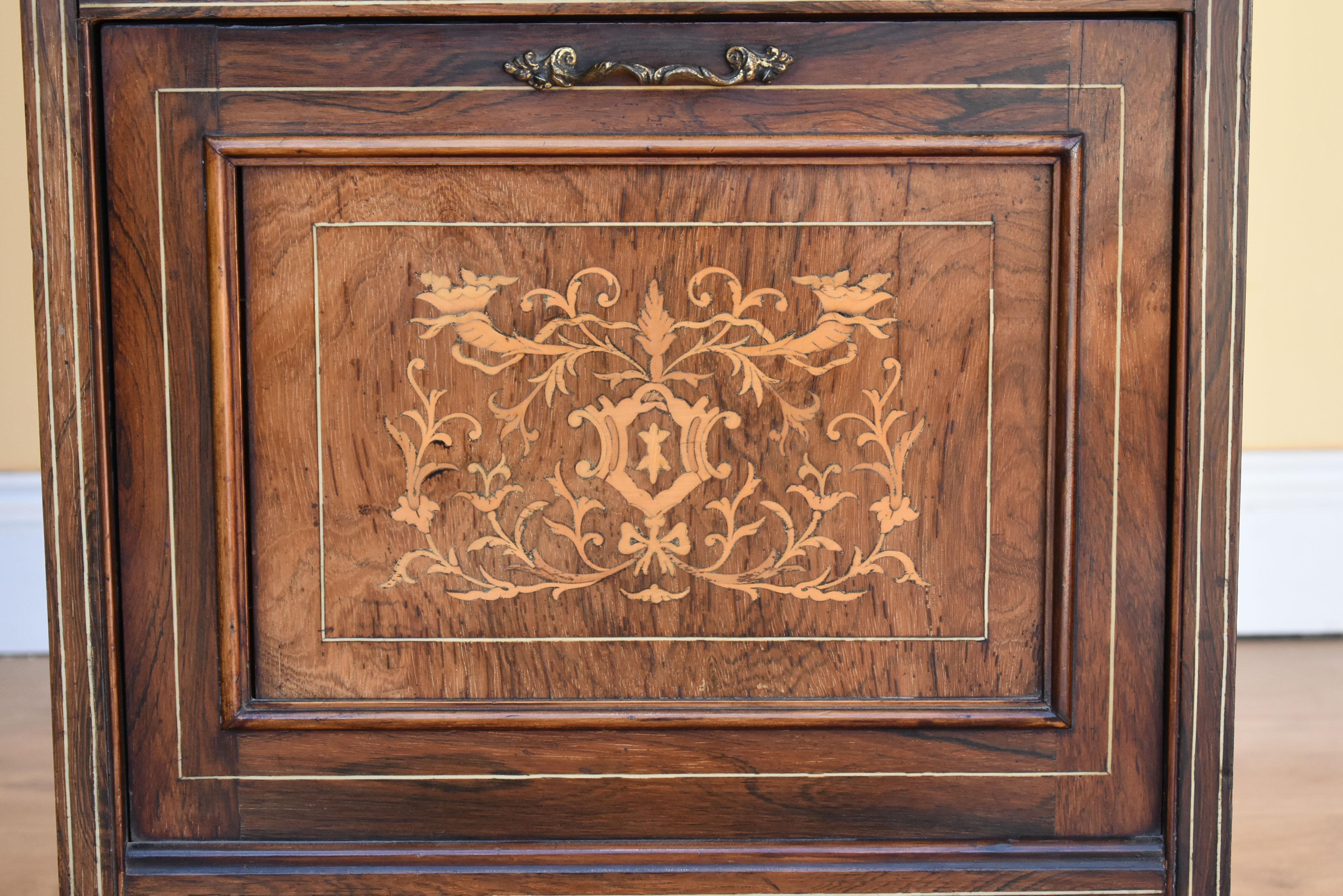 English Edwardian Rosewood and Inlaid Music Cabinet