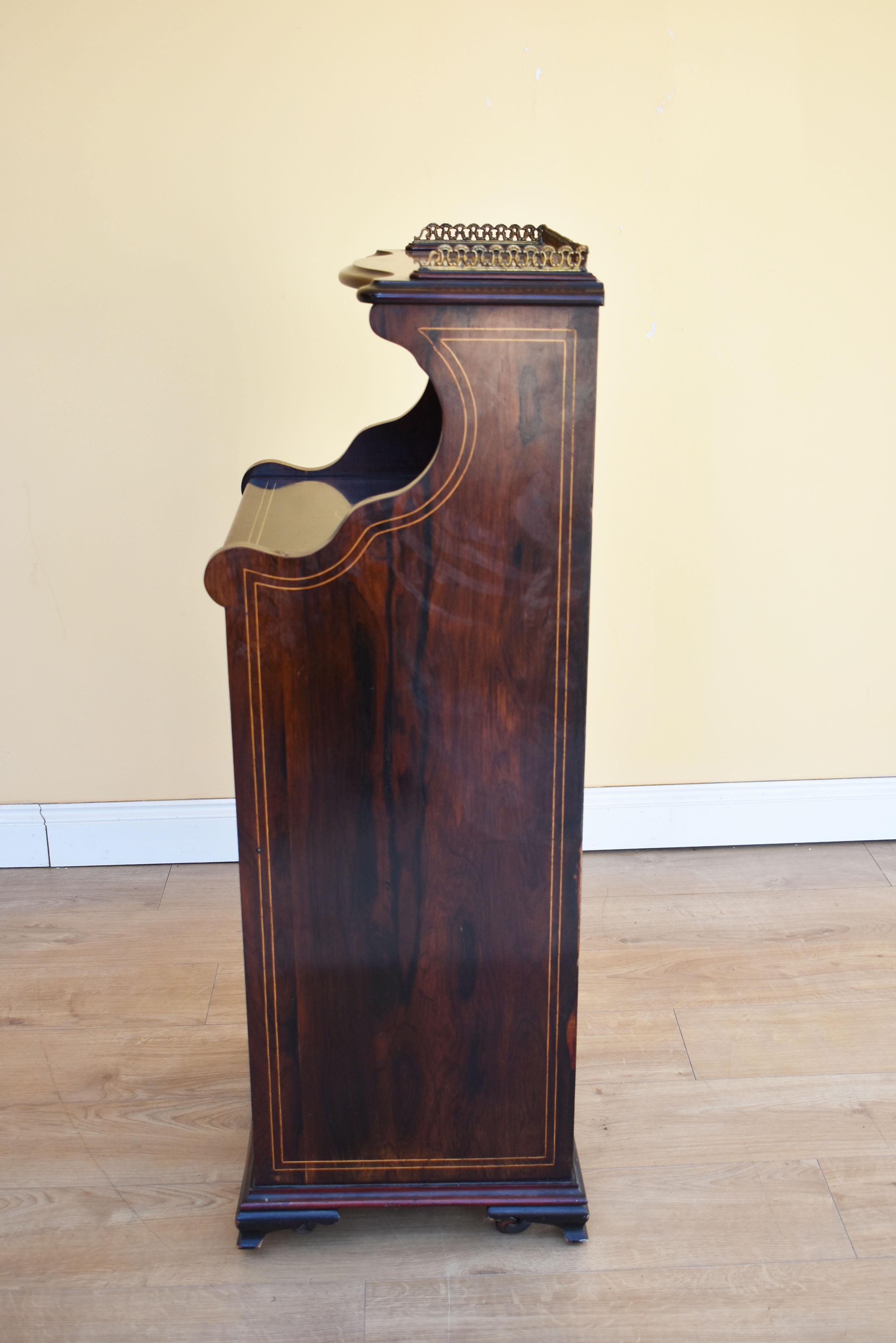 Edwardian Rosewood and Inlaid Music Cabinet 4