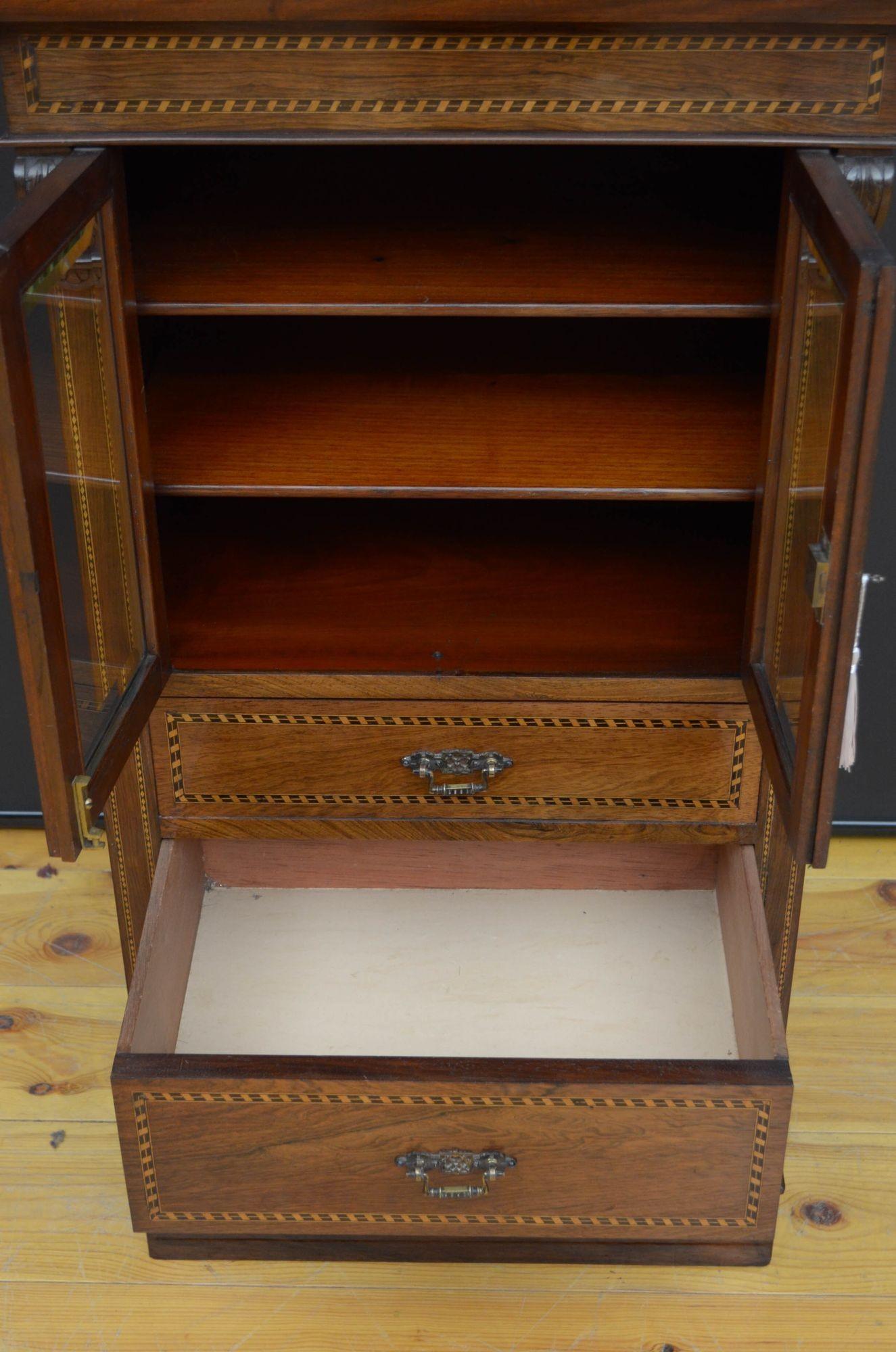 Edwardian Rosewood and Mahogany Cabinet For Sale 2