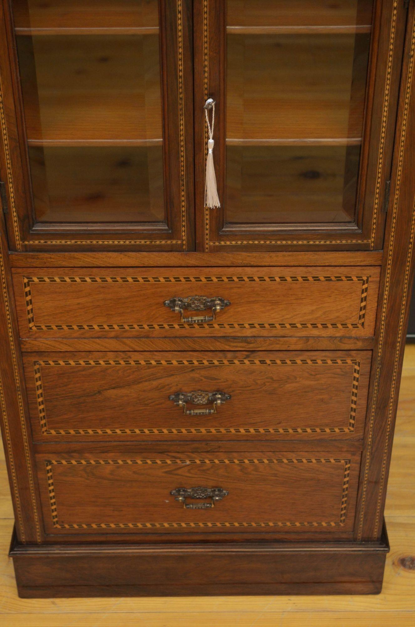 Edwardian Rosewood and Mahogany Cabinet For Sale 3