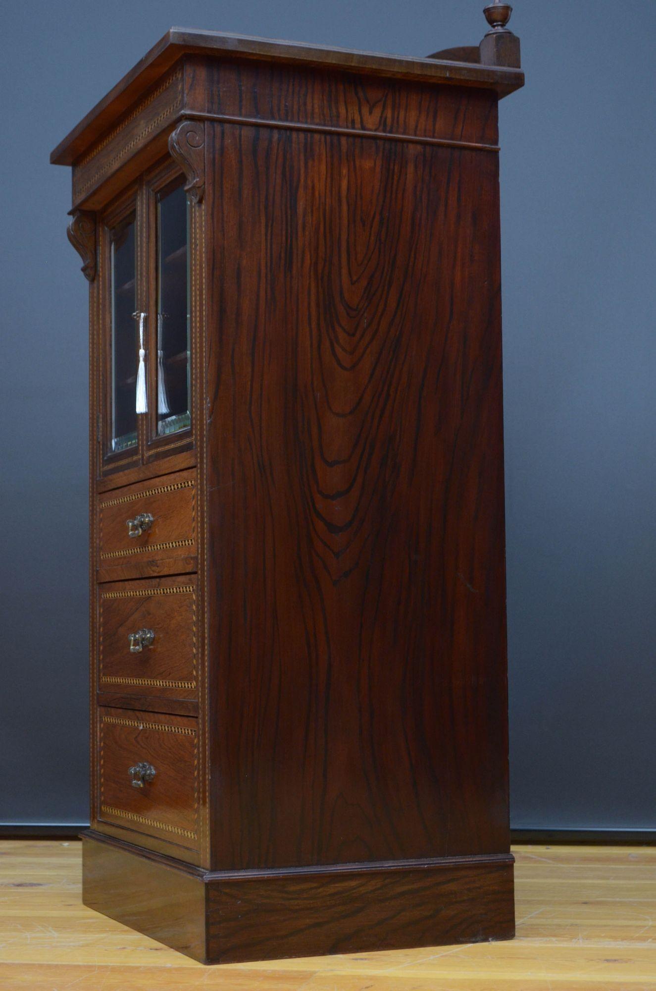Edwardian Rosewood and Mahogany Cabinet For Sale 5