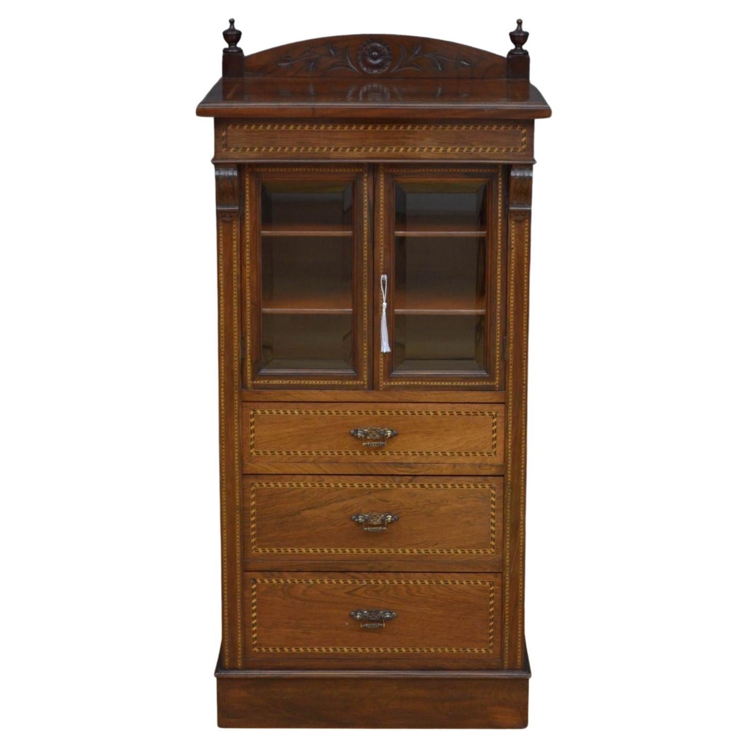 Edwardian Rosewood and Mahogany Cabinet For Sale