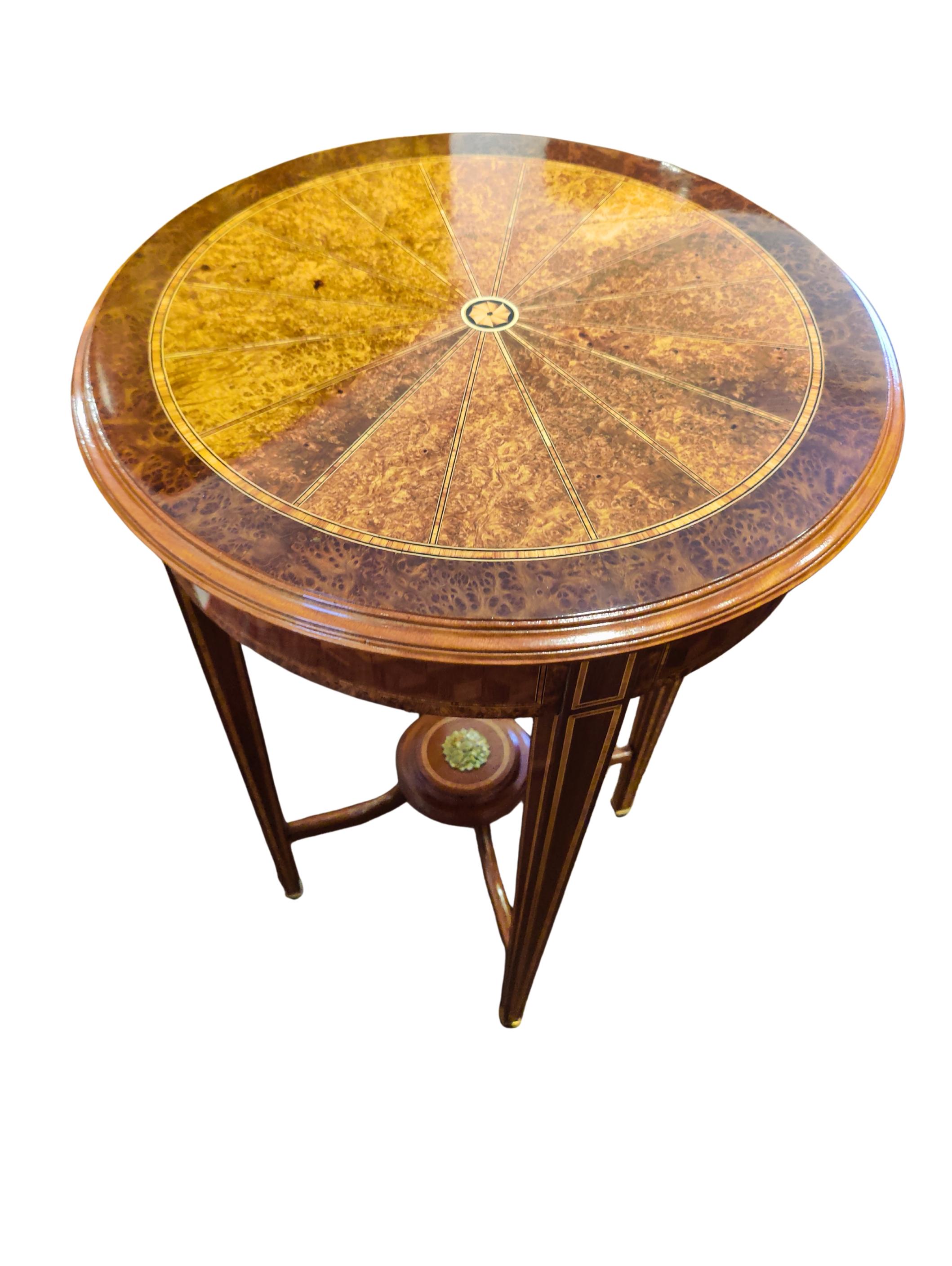 Early 20th Century Edwardian Round Marquetry Side Table from England For Sale