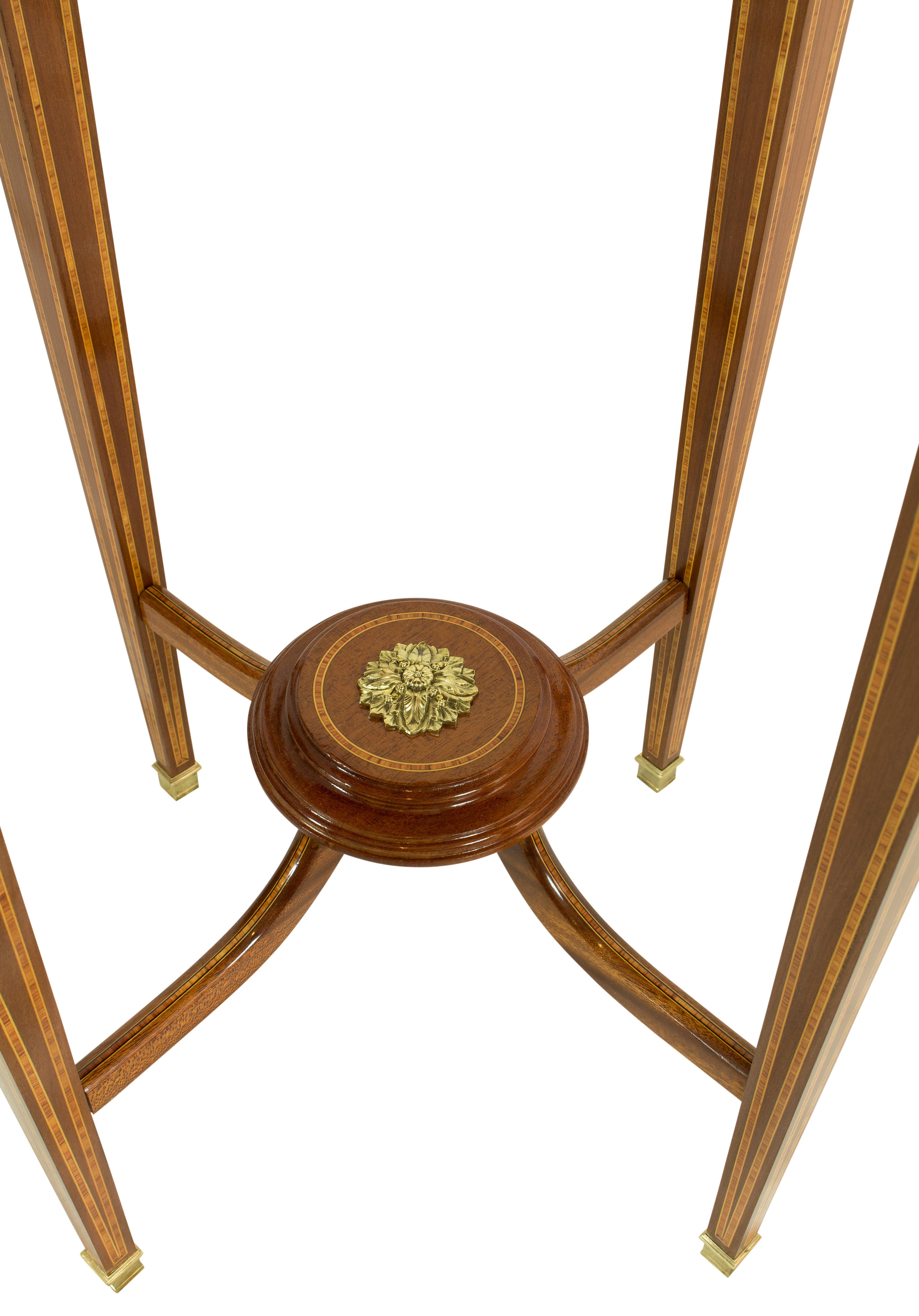 Polished Edwardian Round Side Marquetry Table from England For Sale