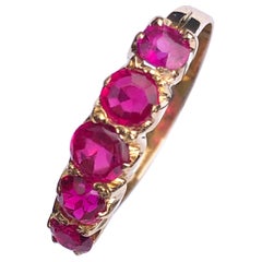 Edwardian Ruby and 18 Carat Gold Five-Stone Ring
