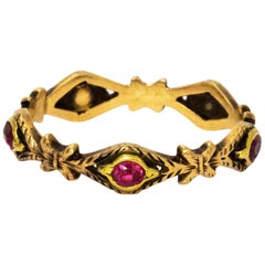 Edwardian Ruby and 18 Karat Gold Renaissance Style Ring