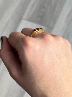 Edwardian Ruby and Diamond 18 Carat Gold Four-Stone Ring