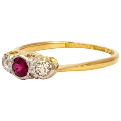 Edwardian Ruby and Diamond 18 Carat Gold Ring