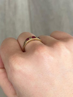 Edwardian Ruby and Diamond 18 Carat Gold Three-Stone Ring