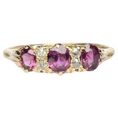 Edwardian Ruby and Diamond 18 Carat Gold Three-Stone Ring
