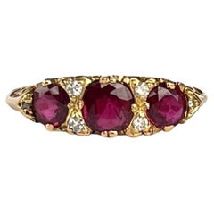 Edwardian Ruby and Diamond 18 Carat Gold Three-Stone Ring