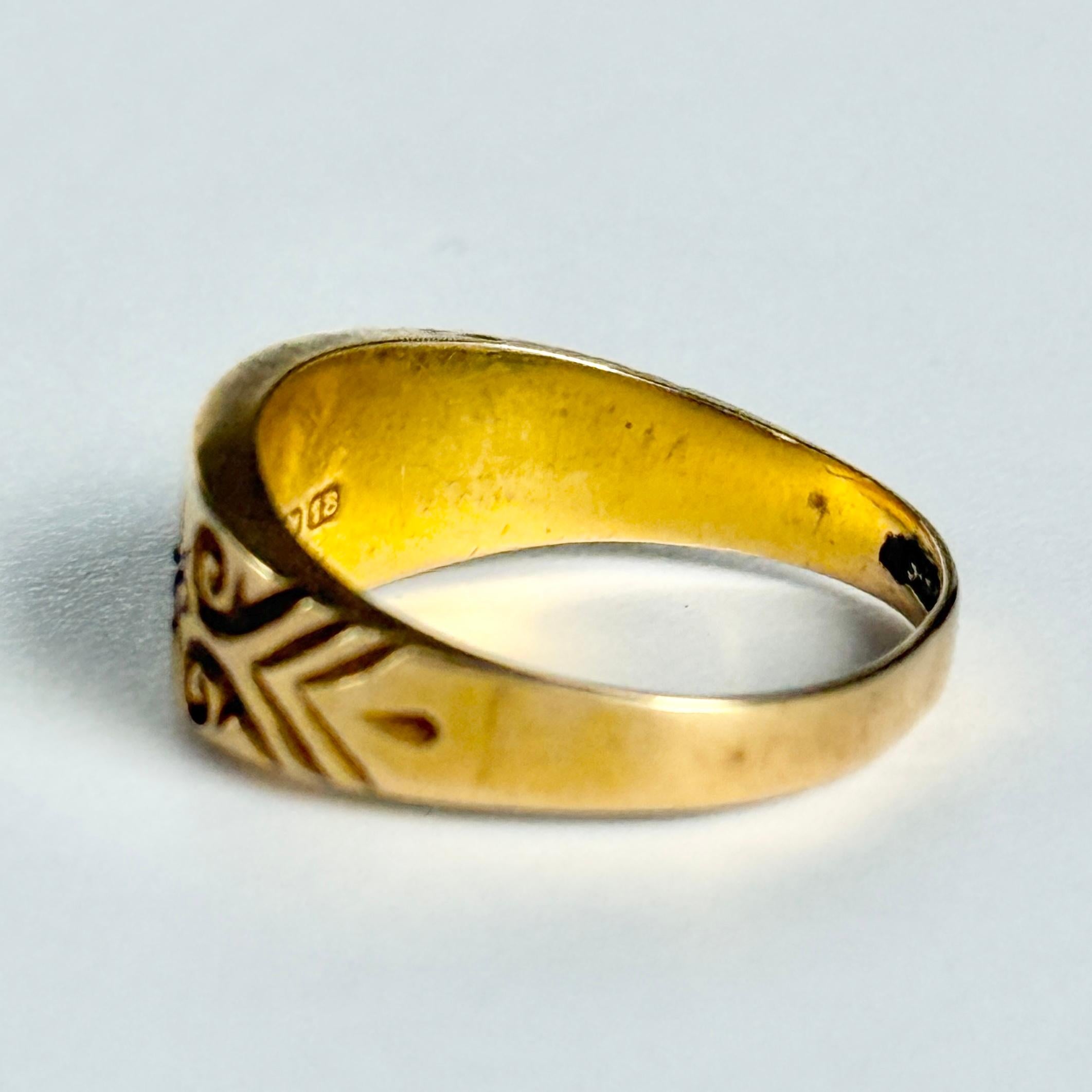 Women's Edwardian Ruby and Diamond 18 Carat Gold Three-Stone Star Setting Ring For Sale