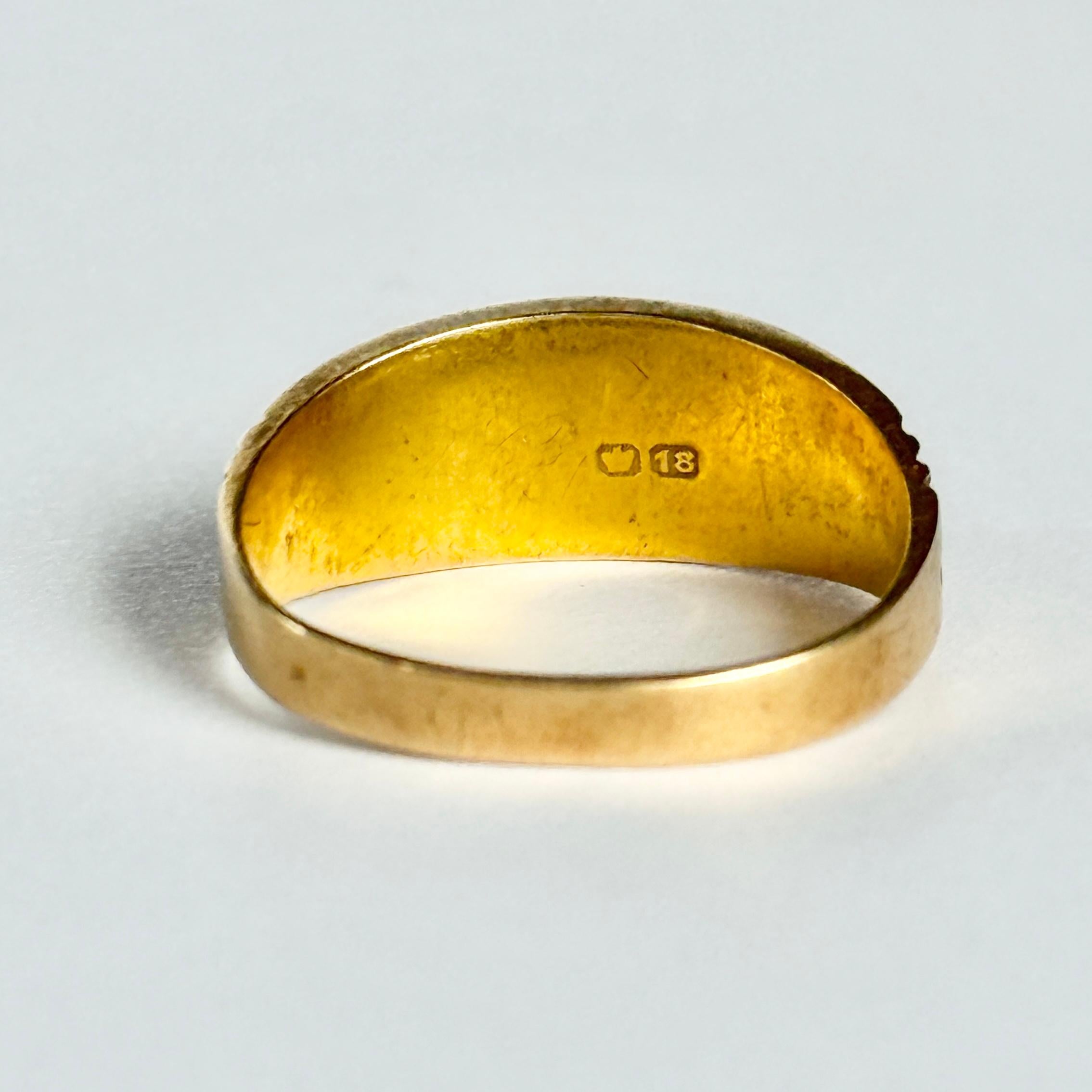 Edwardian Ruby and Diamond 18 Carat Gold Three-Stone Star Setting Ring For Sale 1