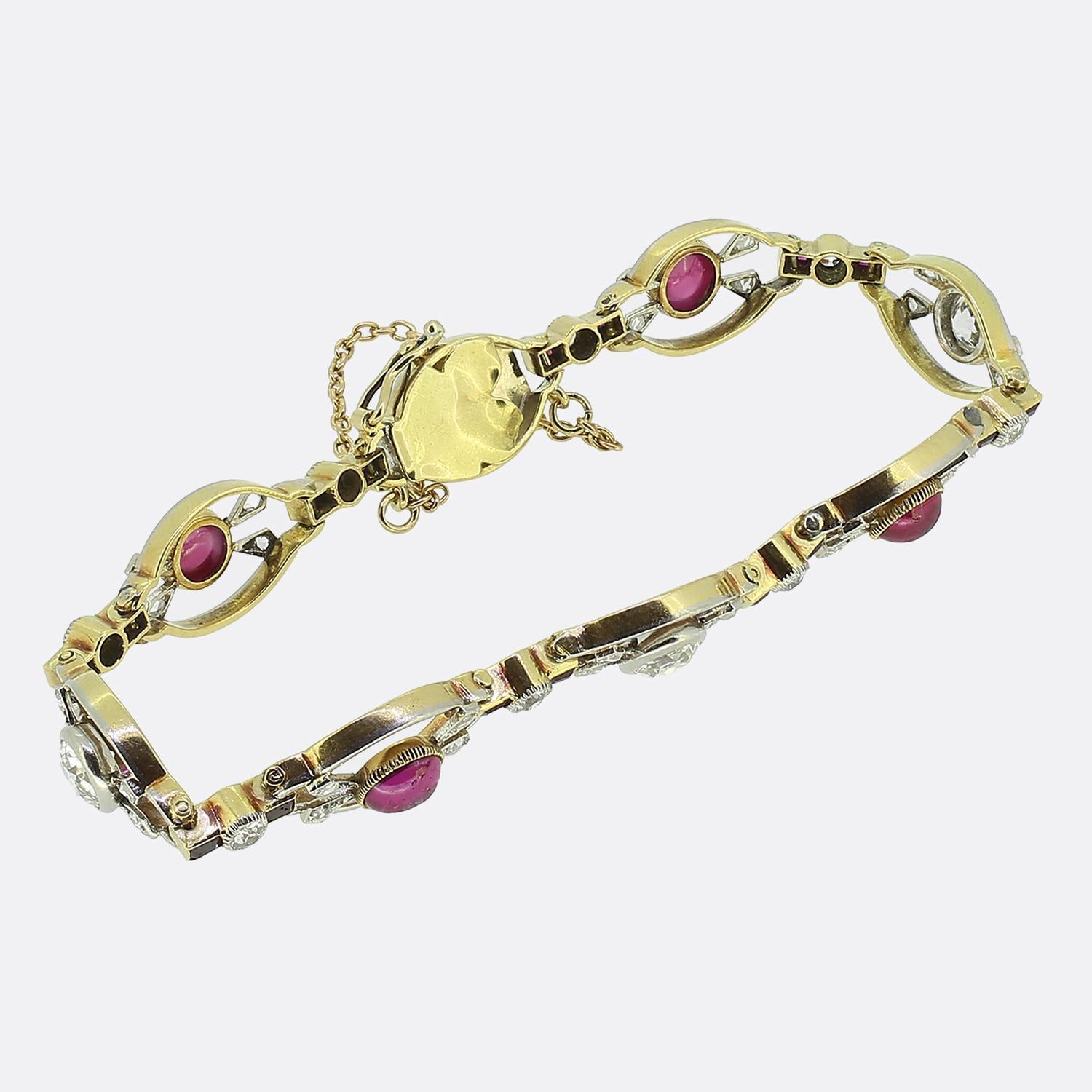 Édouardien Bracelet édouardien en rubis et diamants