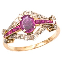 Edwardian Ruby and Diamond Cluster Ring. Ca. 1910´s