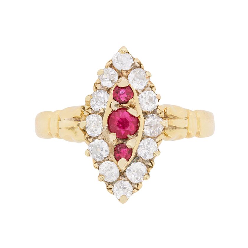 Edwardian Ruby and Diamond Cluster Ring, circa 1910