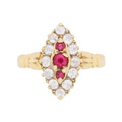 Antique Edwardian Ruby and Diamond Cluster Ring, circa 1910