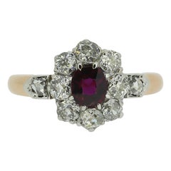 Edwardianischer Rubin- und Diamant-Cluster-Ring
