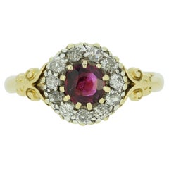 Antique Edwardian Ruby and Diamond Cluster Ring