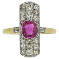 Edwardian Ruby and Diamond Cluster Ring