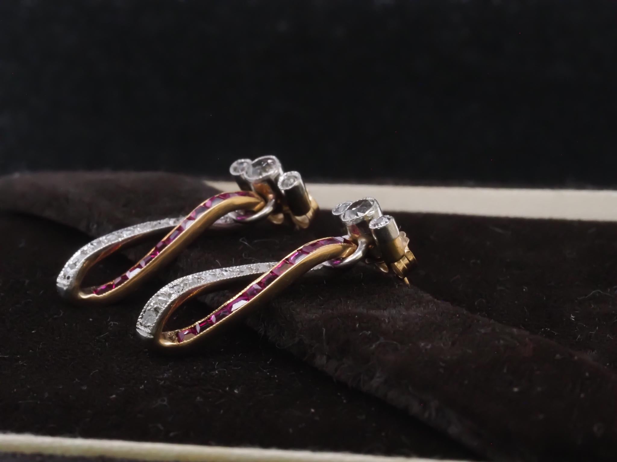 Edwardian Ruby and Diamond Drop Earrings in Gold and Platinum - VHK#518b

Item Details:
Metal Type: 14K Yellow Gold and Platinum Top [Hallmarked, and Tested]
Weight: 4.2 grams

Diamond Details:
Rose Cut Diamonds, H-I Color, SI Clarity, .50ct total