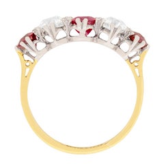 Edwardian Ruby and Diamond Five-Stone Ring, circa 1910