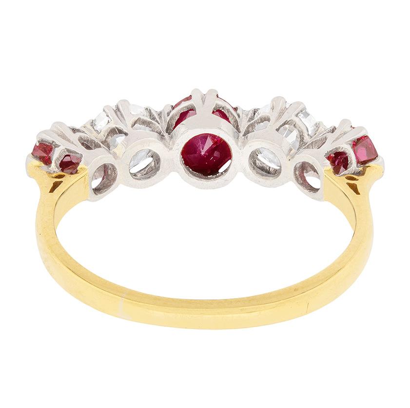 Edwardian Ruby and Diamond Five-Stone Ring, circa 1910 In Good Condition For Sale In London, GB