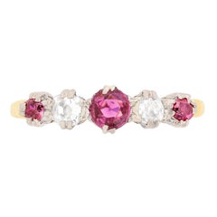 Edwardian Ruby and Diamond Five-Stone Ring, circa 1910