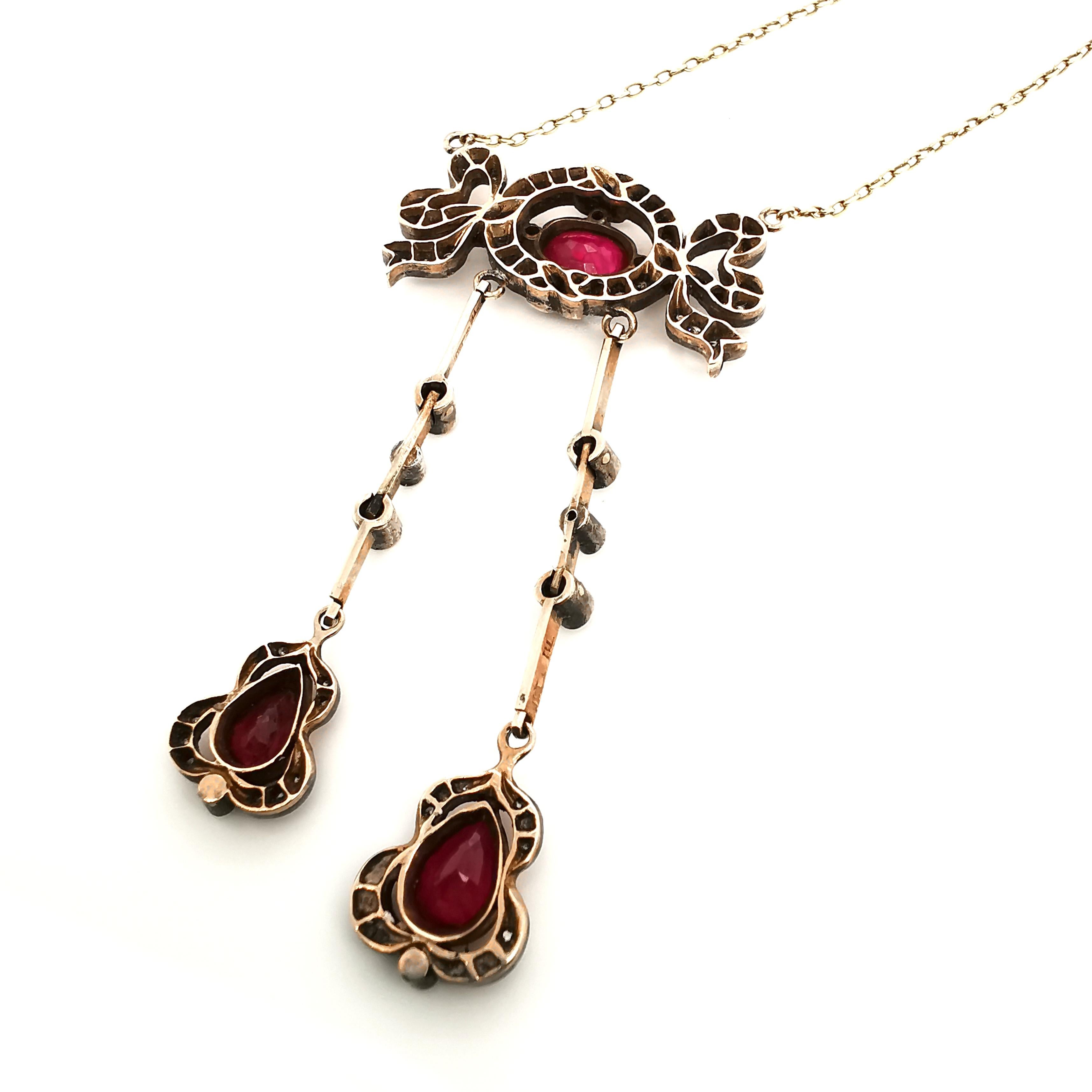 Edwardian Ruby and Diamond Negligee Pendant In Good Condition In London, GB