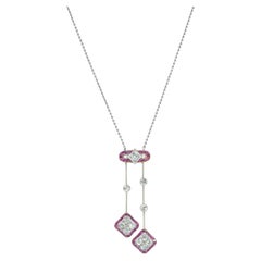 Edwardian Ruby and Diamond Pendant Necklace