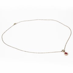 Edwardian Ruby and Diamond Pendant Platinum Necklace