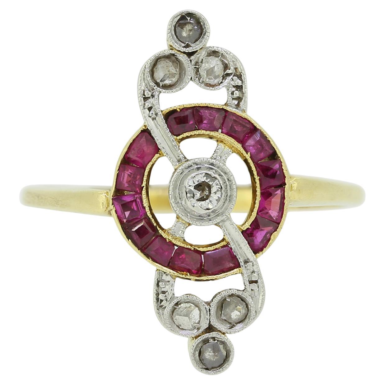 Edwardian Ruby and Diamond Ring For Sale