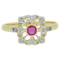 Antique Edwardian Ruby and Diamond Ring