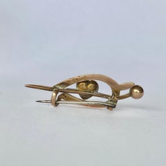 Edwardian Ruby and Pearl 9 Carat Gold Heart Brooch