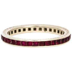 Edwardian Ruby and Platinum Full Eternity Band
