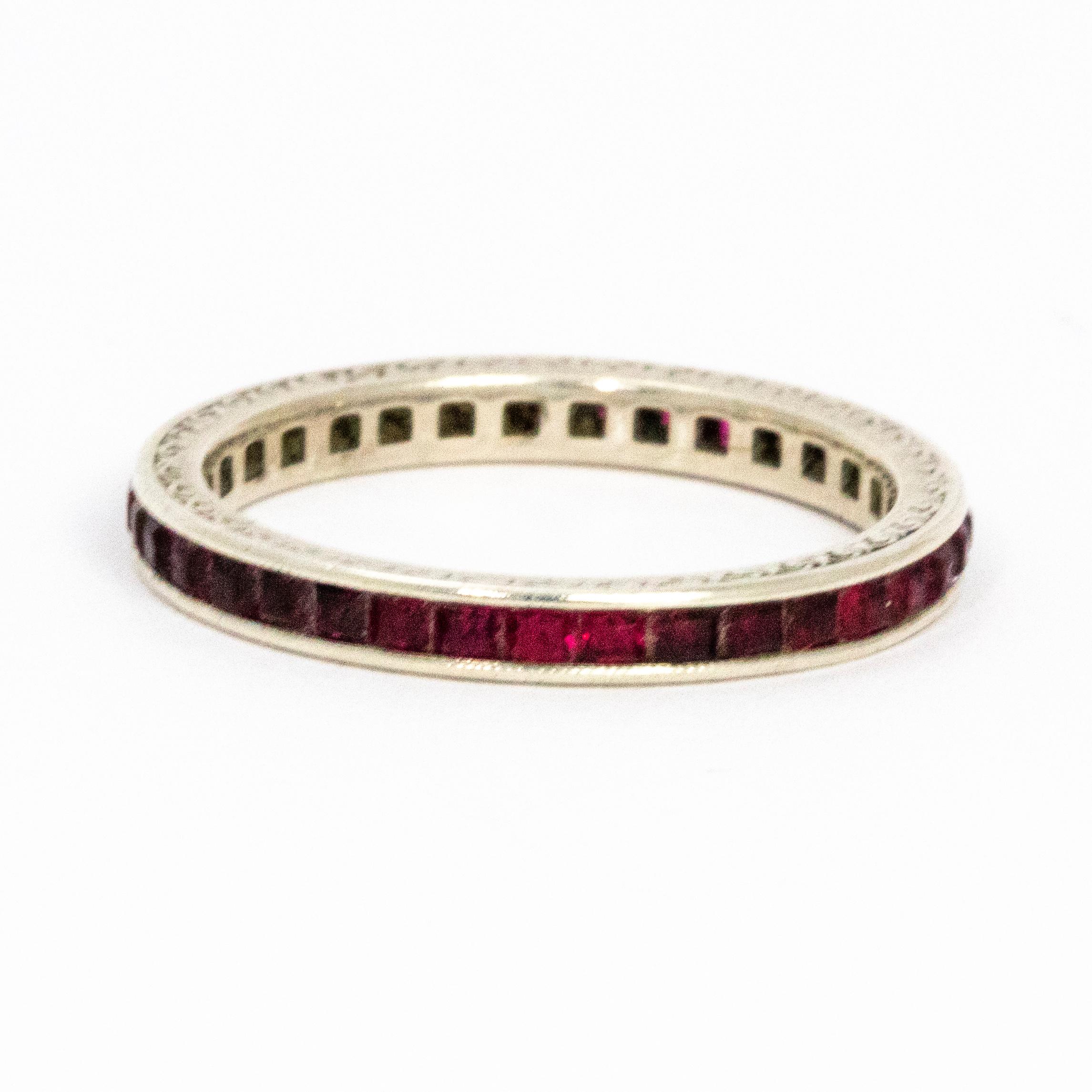 Women's or Men's Edwardian Ruby and Platinum Full Eternity Band