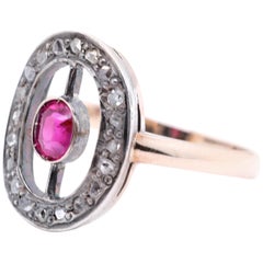 Edwardian Ruby Diamond 14 Karat Gold Ring