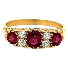 Edwardian Ruby Diamond 18k Yellow Gold Ring