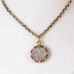 Edwardian Ruby Diamond Man in the Moon Pendant